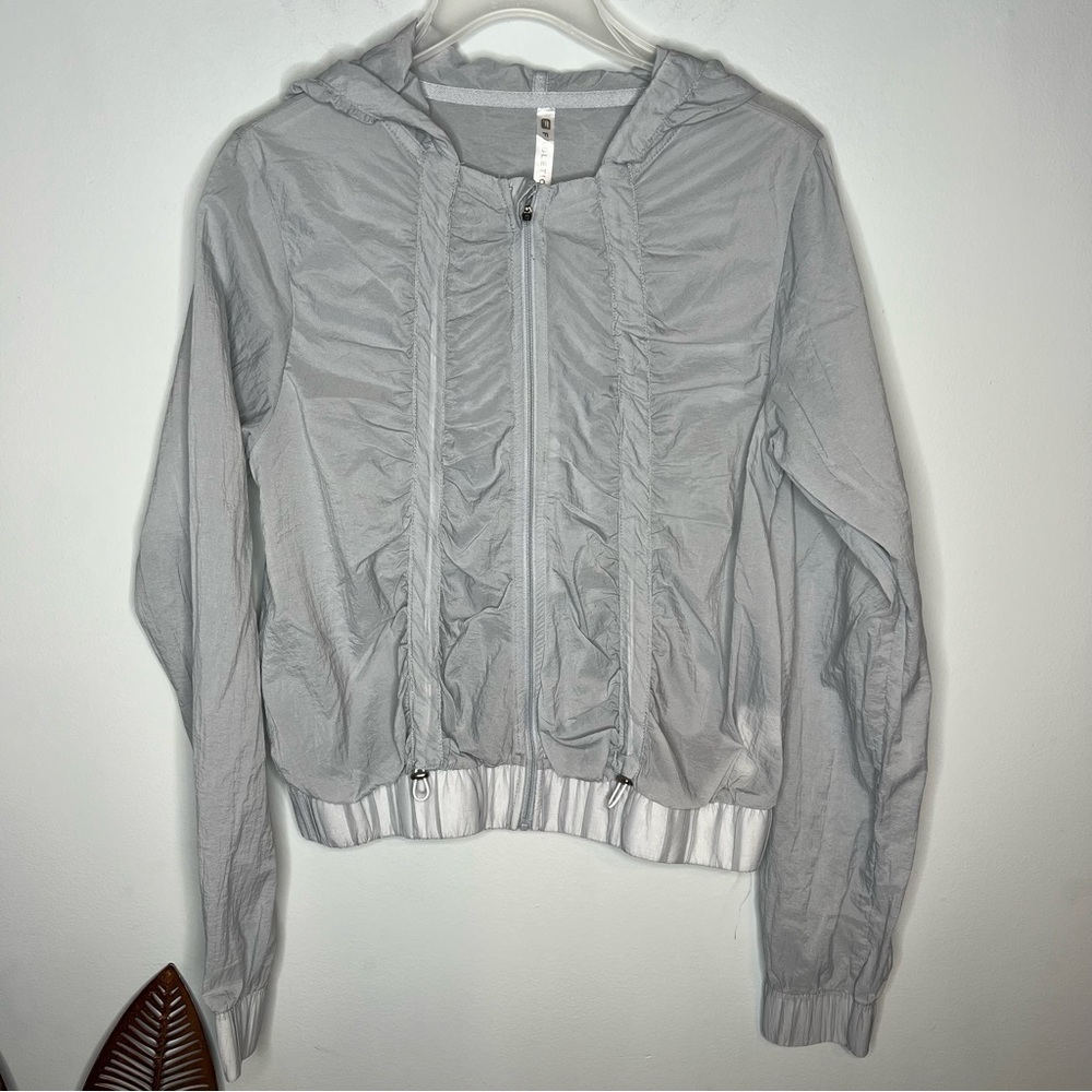Fabletics Donovan Windbreaker Ultra Lightweight Ruffle Hoodie Jacket Y2K